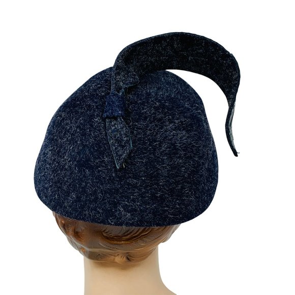 Vintage 1950s Navy Wool Architectural Cap Colby Hat main image 13